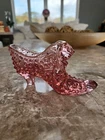 Vintage Fenton Cranberry/Pink Hobnail Glass Slipper With Cat Head