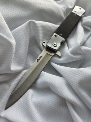 Rite-Edge 8.75'' Black Italian   Stiletto Spring Assisted Locking Pocket Knife