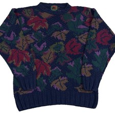 Vintage Ramie Sweater Mens Medium Leaf Autumn...