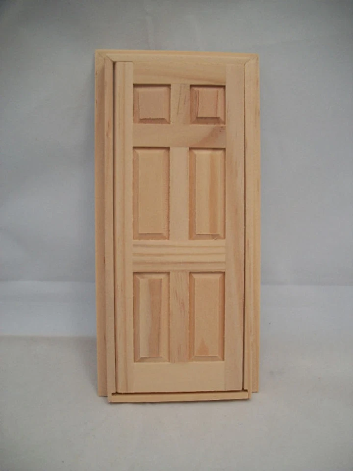 PUERTA - INTERIOR 6 PANELES casa de muñecas miniatura madera 6007 puerta de hadas escala 1/12 Foto 4 de 4