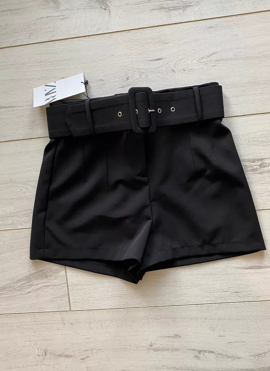 Pantaloncini vita alta neri Zara con cintura taglia S nuovi con etichette