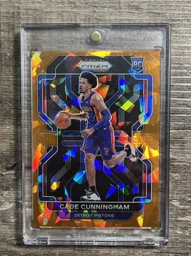 Cade Cunningham 2021 Panini Prizm Orange Cracked Ice Rookie Card 282 