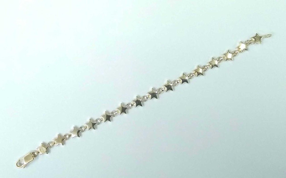 Tiffany & Co. Puff Star Bracelet Chain Link 925 Silver With Tiffany & Co. Puff Star Bracelet Chain Link 925 Silver With