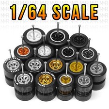 1/64 Scale WATANABE 8 SPOKE Real Rider Wheels Rims Tires Set for Hot