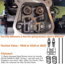 1.3 Ratio Stamped Steel Rocker Arms Kit 18LB 22LB 26LB Spring for 196 212 GX200