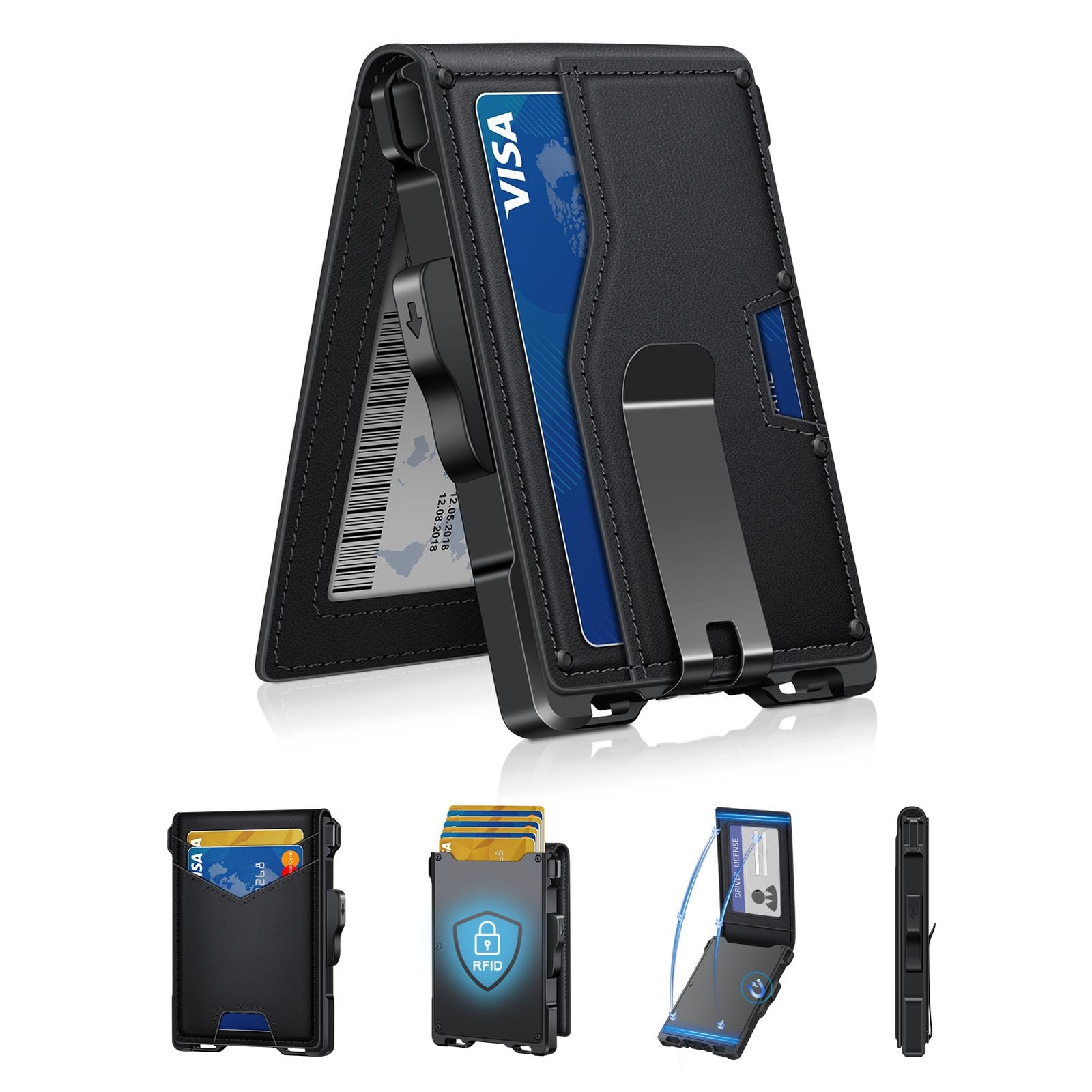 Slim RFID Blocking Minimalist Wallet for Men with Money Clip-image