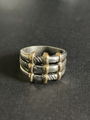 Jeffrey Levin JL 925 Sterling Silver & 18K Gold Band Ring  Size 6.75  8.93G