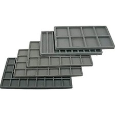 5 Assorted Grey Color Flocked Plastic Liner Jewelry Organizer Storage Display