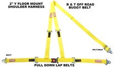 Jeep 2 Floor Mount 3 Point Harness Seat Belt Bolt In Pull Down Lap Belts Yellow Jeep 2 Floor Mount 3 Point Harness Seat Belt Bolt In Pull Down Lap Belts Yellow