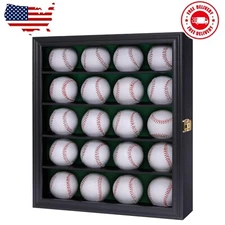 20 Baseball Display Case Cabinet Rack for Baseball Shadow Box with UV Protection