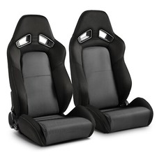 2 X Universal Blackgrey Mesh Pvc Reclinable Racing Seats Leftright Wslider 2 X Universal Blackgrey Mesh Pvc Reclinable Racing Seats Leftright Wslider