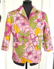 Hingucker! Attraktive rosa-bunte Jacke, ¾ Ärmel, Made in Italy Blumenmuster M/L
