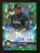Jorge Guzman 2018 Bowman Chrome Auto Green Refractor 8/99 Marlins 55553