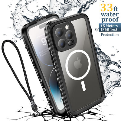 For iPhone 15 14 13 Pro Max Case Waterproof Mag Safe Cover with Screen Protector