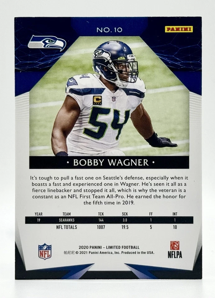 2020 Panini Limited Silver Spotlight #10 Bobby Wagner  73/149 Seattle Seahawks - Image 2 of 2
