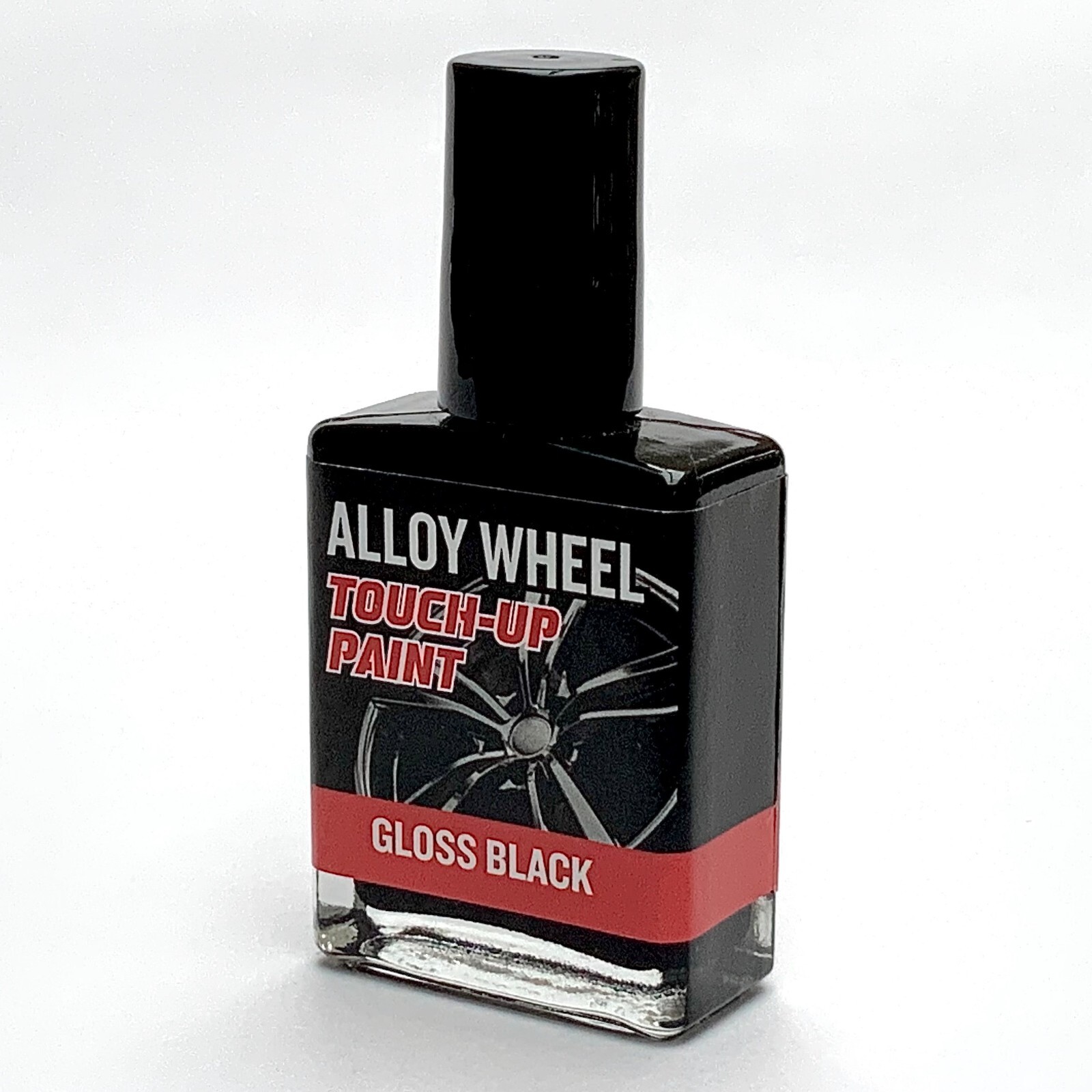 GLOSS BLACK ALLOY WHEEL TOUCH UP PAINT KIT WITH BRUSH FOR CURBING