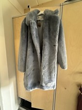 Forever New Baby Blue/powder Blue Fur Coat Full Length
