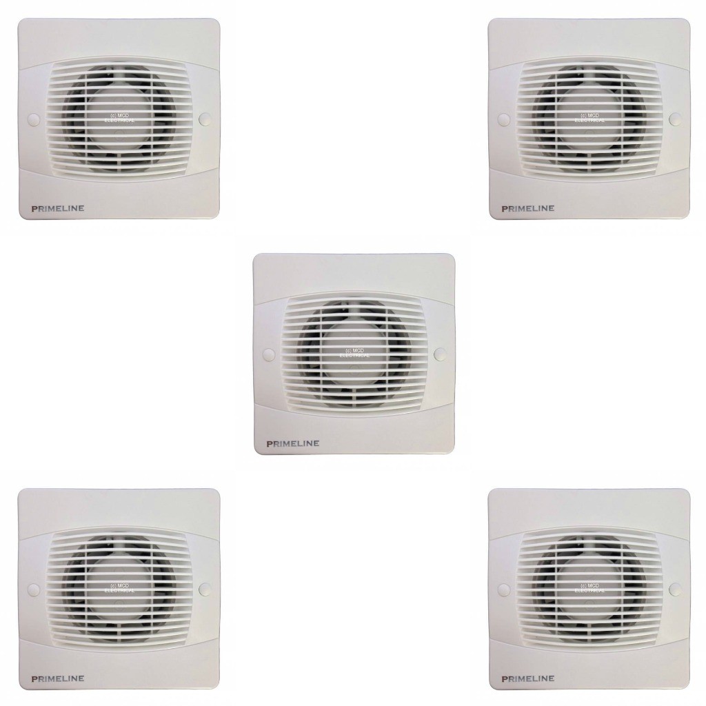 5 x Primeline/Manrose PEF4020 Timer Extractor Fans for 100mm/4"" duct