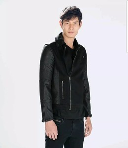 zara leather sleeve jacket