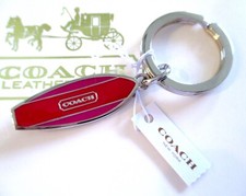 NWT Coach 3D Pink  Red Striped Surfboard Key Fob Keychain Bag Charm