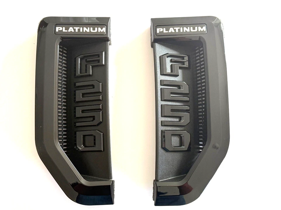 2017-2022 FORD FENDER PLATINUM F250 BLACKOUT NAMEPLATE SIDE BADGES (L/R) PAIR - Image 2 of 3
