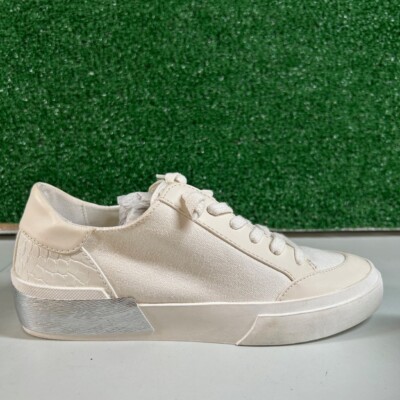 Dolce Vita Zoey Fashion Sneakers Silver Accent Beige Shoes Lace Up Womens 6 M
