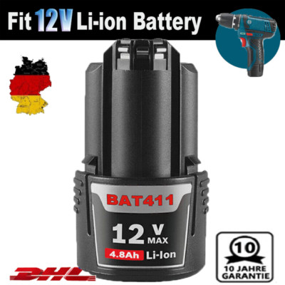 4800mAh Für Bosch Professional GBA 12V 4Ah Akku BAT411 Li-ion GSR/GDR/GSA BAT412