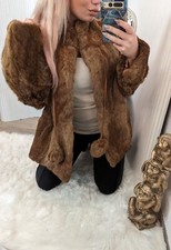 Pelz fell Damen Jacke Jacke Jäckchen weste braun beige mantel mit bommel braun 