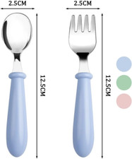 12 Pieces Toddler Utensils Kids Silverware Set Baby Forks and Spoons, Stainle...