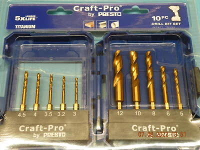 Presto 10 piece drill bit set M2 HSS Titanium impact drills 3mm-12mm Hex drive