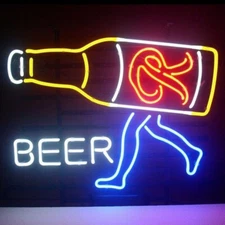 Rainier Beer Runner Bottle 17"x14" Neon Sign Lamp Light Bar Open Wall Decor Pub