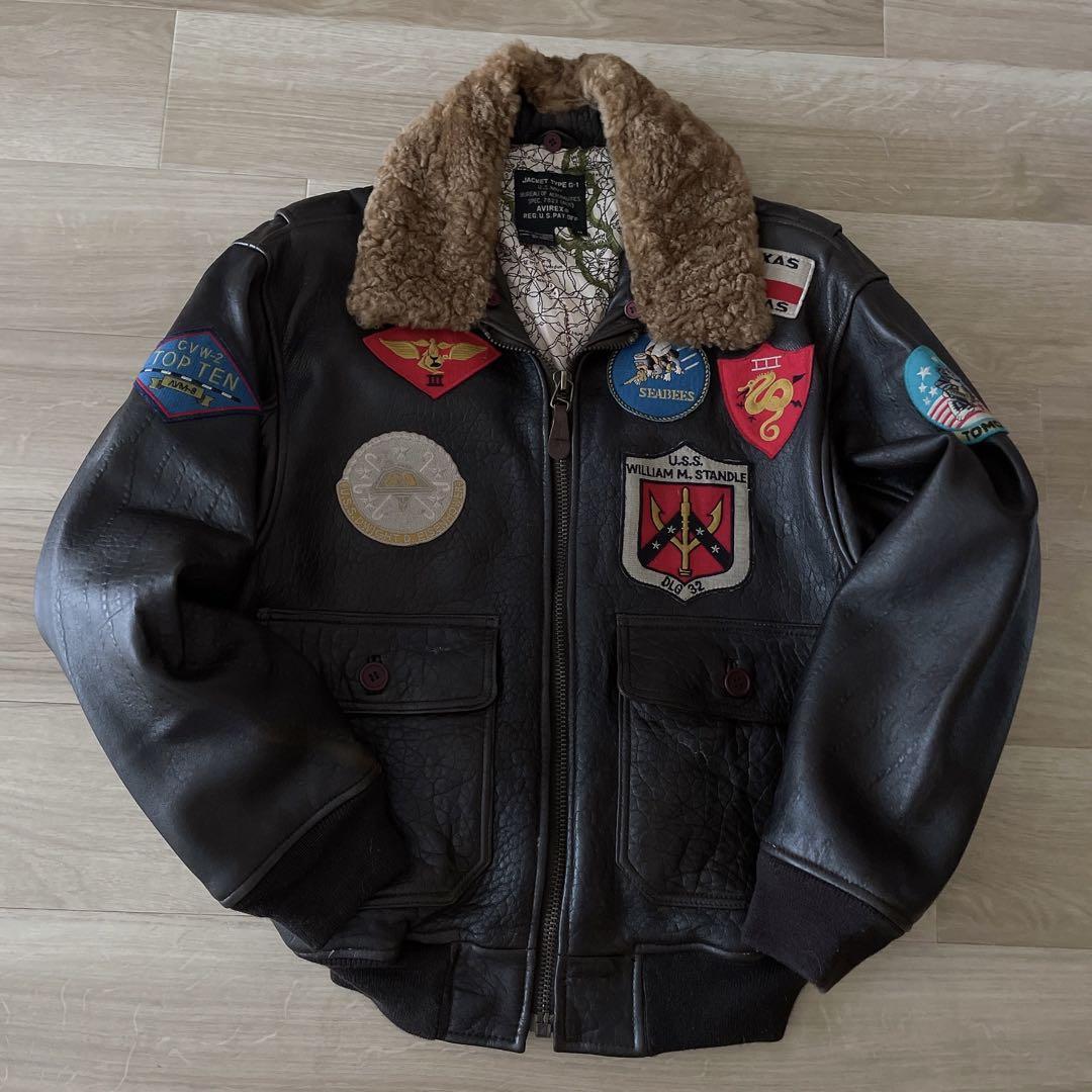 87年製 USA AVIREX G-1 FlightJacket TOP GUN Vintage Type G-1 USAF Avirex Leather Flight Jacket Top Gun
