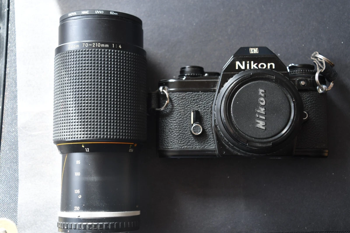 SALE NIKON EM CAMERA OUTFIT WITH NIKON SERIES E 50mm std lens plus 70 210 zoom