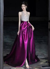 Gorgeous Lady Shine Diamante Halterneck Bodycon Long Gown Party Evening Dresses