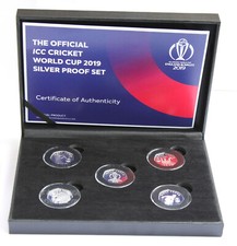 ISLE OF MAN silver 5 x 50p COMPLETE COIN collection SET ICC CRICKET