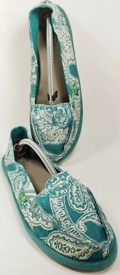 SANUK Donna Women's Comfort Lifestyle Loafers 10M 41EU Teal White Paisley