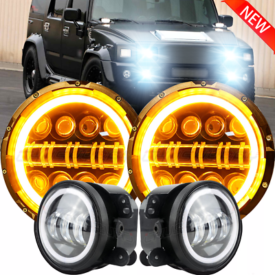 4-Piece Fog Light Combo With Halo Angel Eyes LED 6500K For Hummer H2 H3 H3T 2006-2010