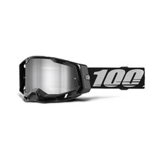 MASCHERA 100% RACECRAF 2 BLACK LENTE A SPECCHIO ARGENTO OCCHIALI MOTO OFF ROAD