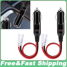 2 PCS 12V/24V Fused LED Light Cigarette Lighter Male Plug Replacement with Leads