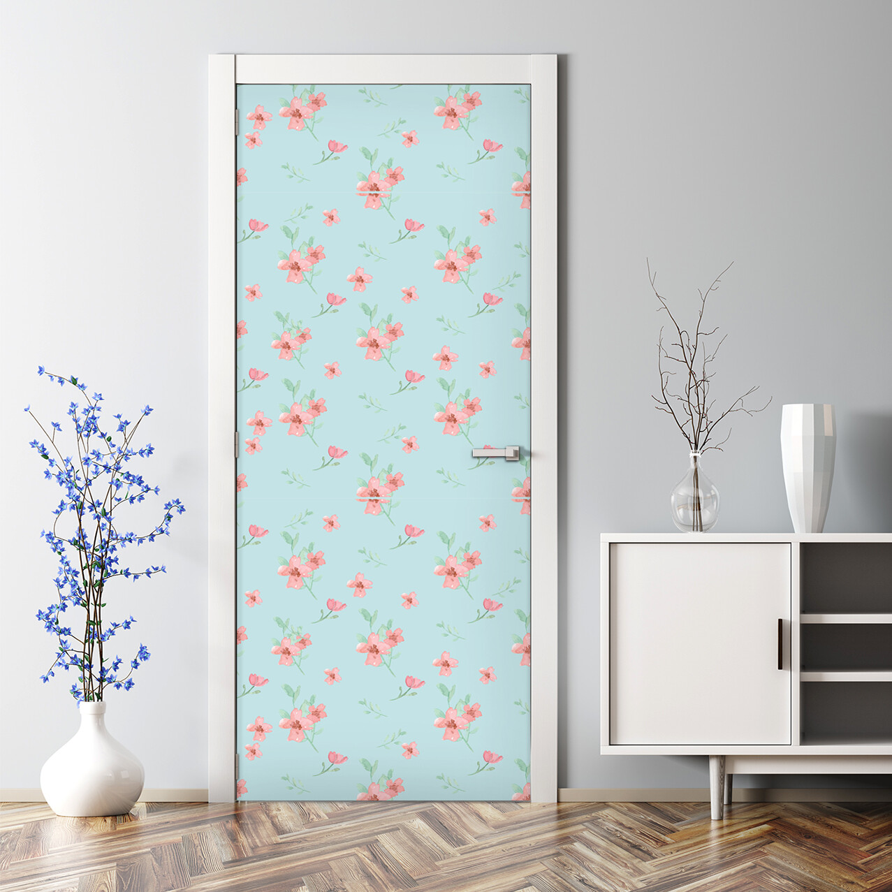 Floral Watercolour flowers Adhesive Door sticker Watercolour abstract painting