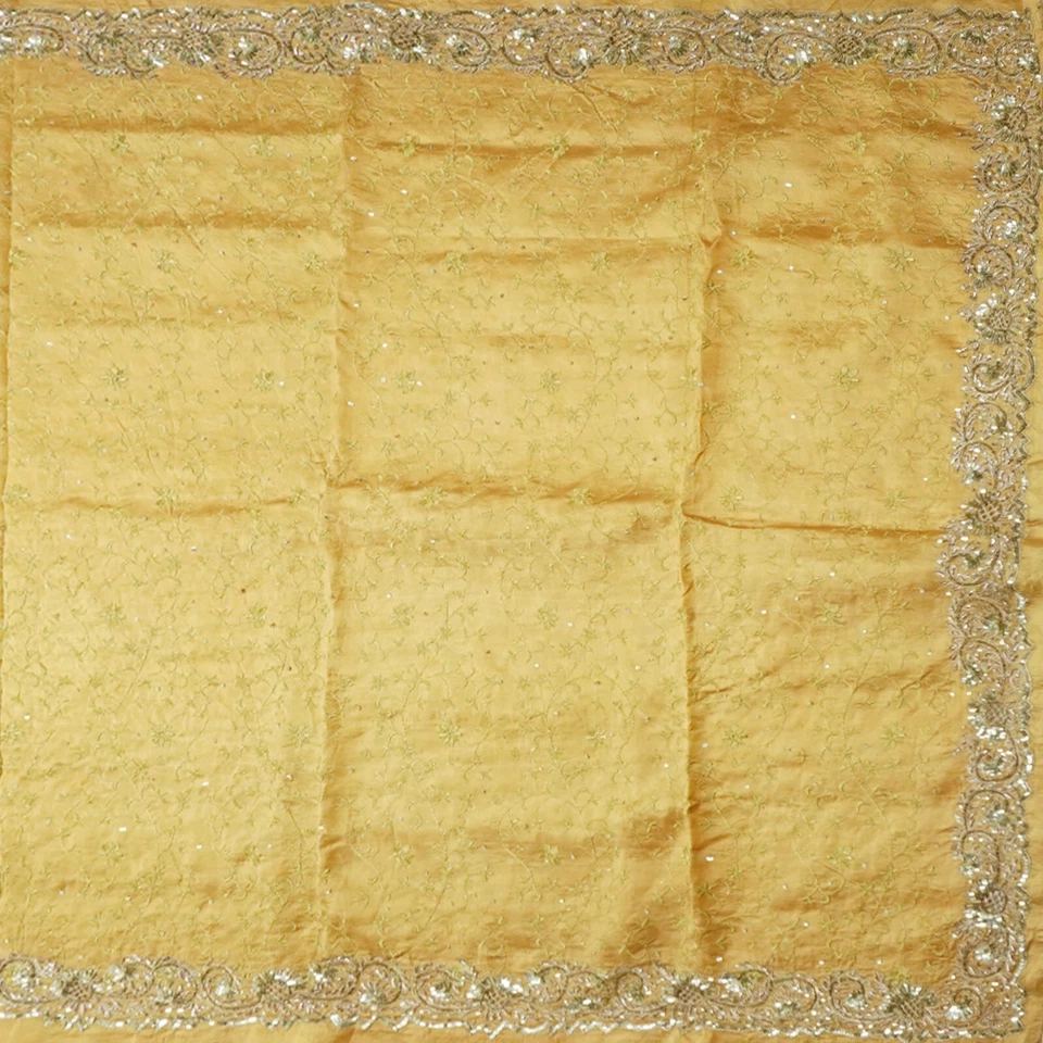 Vintage Naranja Sarees 100% Pura Seda Mano Bordado Bollywood Sari 4.6m Tela - Imagen 2 de 4