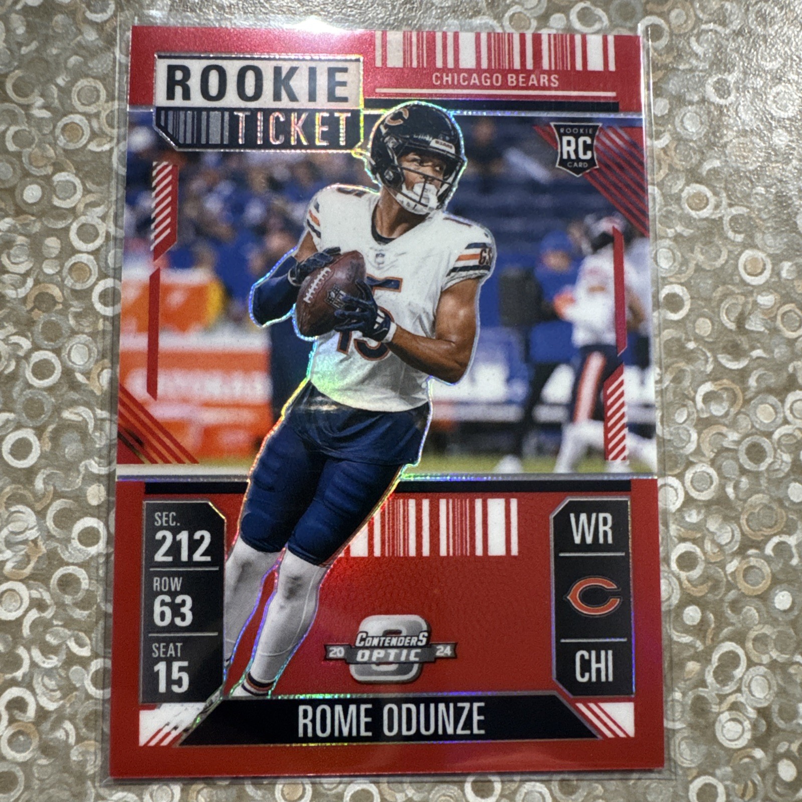 2024 Panini Contenders Optic - Rookie Ticket Rome Odunze #94 Red Prizm /199 (RC)