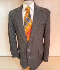 Vintage Haggar Sz 42R Gray Herringbone Tweed Jacket Wool Blazer Sport Coat