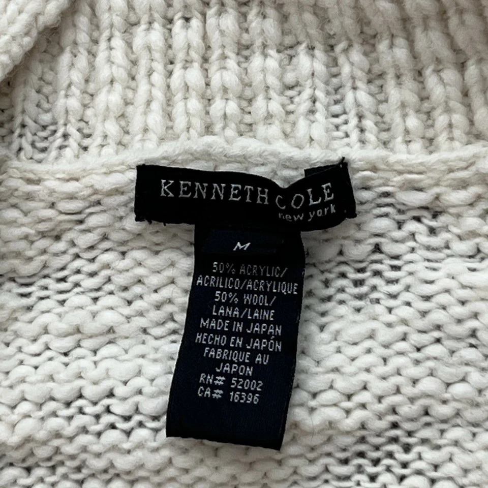 Шерстяной кремовый вязаный длинный кардиган Kenneth Cole с ремнем удобный мягкий женский размер M - Изображение 3 из 4