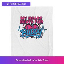 Custom Labrador Lab Paw Print Heartbeat Blanket Personalized Pet Name Dog Owner