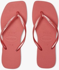 Havaianas Slim Square Logo Pop Coral Tropical Flip Flop Women sizes 5/6
