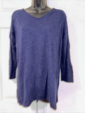 Lands' End Women's Long Sleeve V-Neck, Blue Pullover Top, Size S