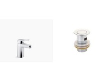 KOHLER MIRA CHROME MONOBLOC LEVER BASIN SINK TAP / POP-UP CLICK CLACK SINK WASTE