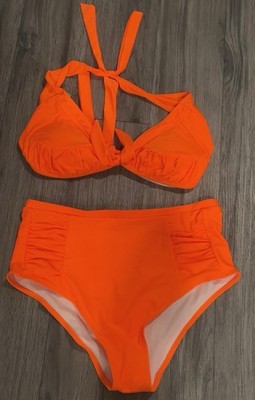 Women's Orange Bikini Swimsuit Size  1XL Two-Piece, SHEIN