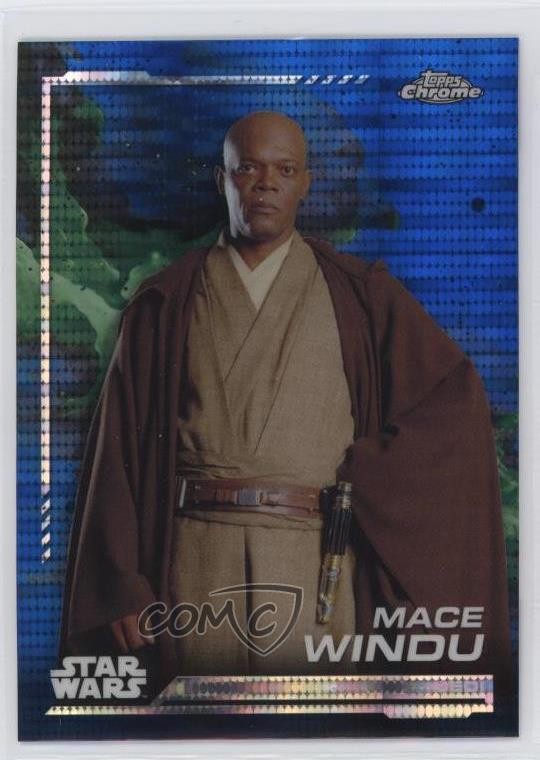 2024 Topps Chrome Star Wars Blaster Blue Pulsar Refractor Mace Windu #138 6u3
